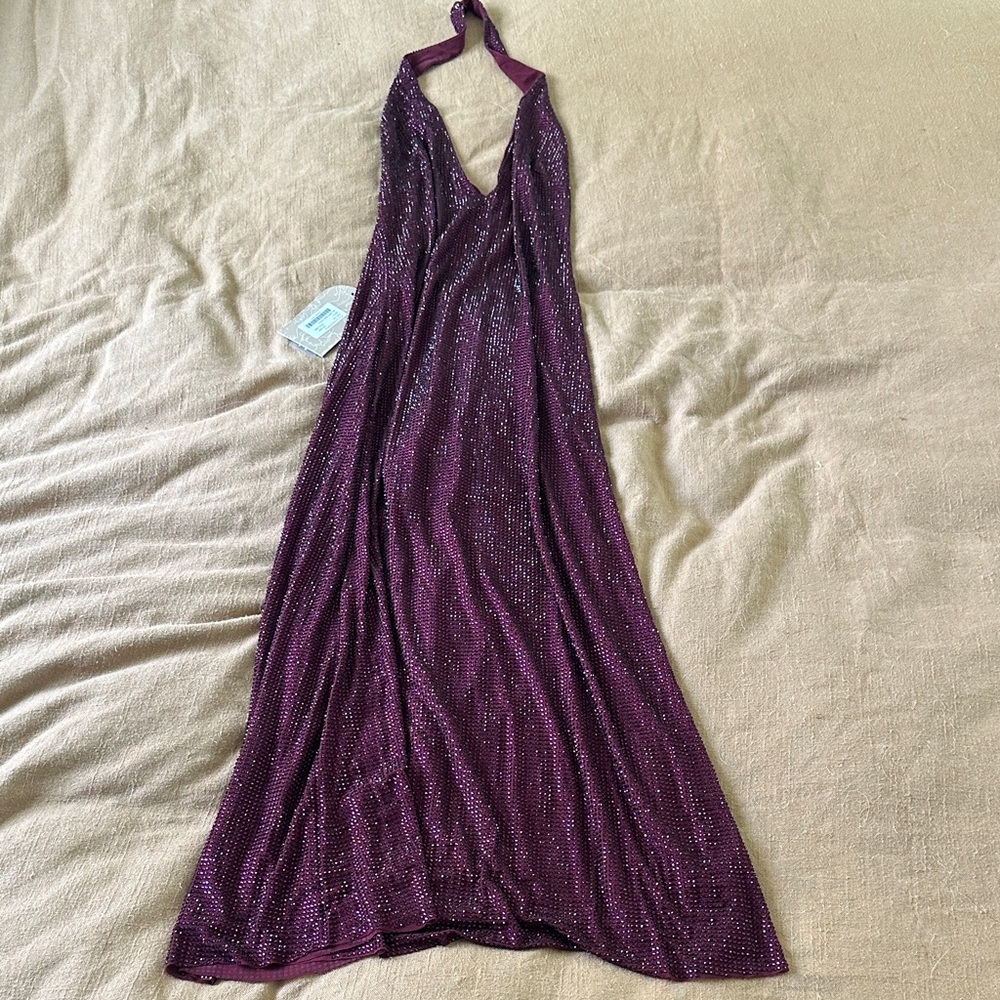 Meshki Sparkling Plum Backless Dress